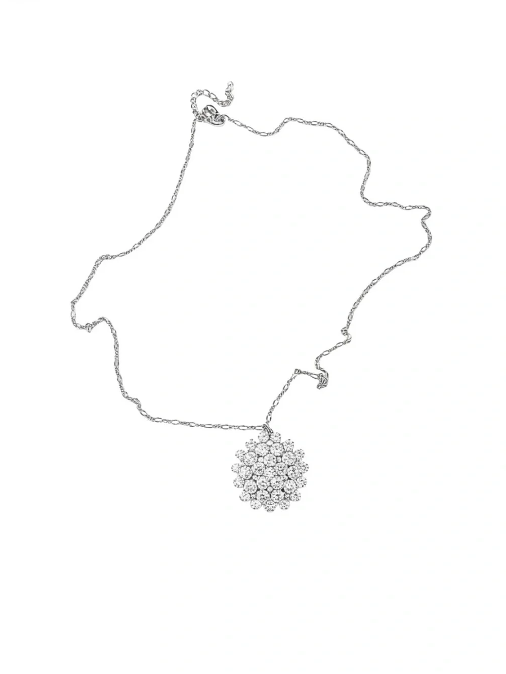 Silver Floral Cluster Pendant Necklace - Women Jewelry